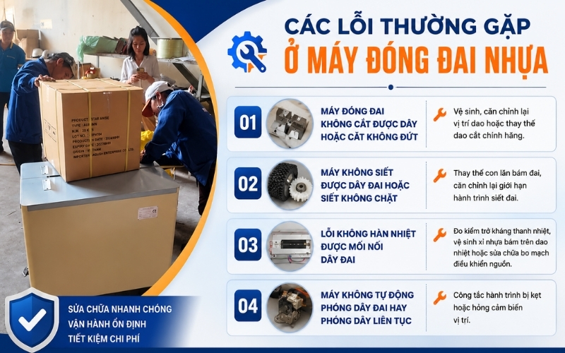 Các lỗi thường gặp ở máy đóng đai nhựa 
